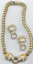 SALE Rhinestone lion Head Necklace and