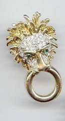 SALE Rhinestone lion Head Necklace and