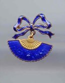 SALE Cobalt Blue enameled Fan Pin