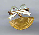 SALE Cobalt Blue enameled Fan Pin