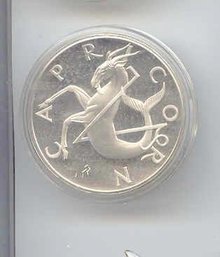 SALE Capricorn Sterling Silver Coin