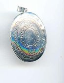 SALE Silver tone Locket with Etchings