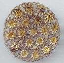 SALE Blue Rhinestone Filigree Vintage Enticing