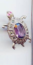 SALE Sterling Turtle with Amethyst Pin