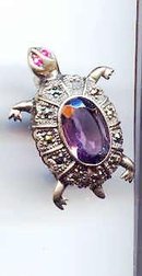 SALE Sterling Turtle with Amethyst Pin
