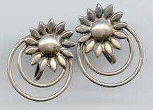 SALE Sterling Flower Earrings Screw back