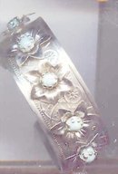 SALE Silver tone Bracelet with faux turquiose