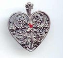SALE Sterling and Garnet signed FM Heart