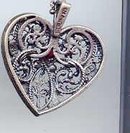 SALE Sterling and Garnet signed FM Heart