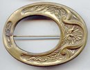 SALE Art Deco Brass Pin Signed M&H Gigantic