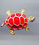 SALE Cute Red enamel turtle Pin