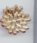 SALE Orange Red Rhinestone Brooch