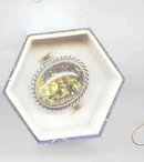 SALE Magnificent Green Amber Ring Sterling