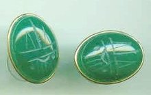 SALE Stone Scarab Earrings large 14 Kt