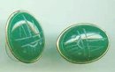 SALE Stone Scarab Earrings large 14 Kt