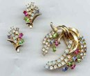 SALE Rhinestone Pin with earrings Signed ART