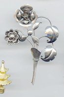SALE Large Sterling flower Pin