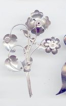 SALE Large Sterling flower Pin