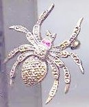 SALE Sterling Silver SPIDER with ruby eyes