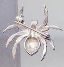 SALE Sterling Silver SPIDER with ruby eyes