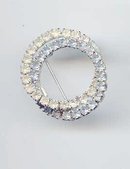 SALE Circle Pin Rhinestone White and blue