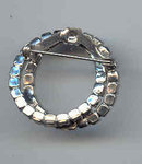 SALE Circle Pin Rhinestone White and blue