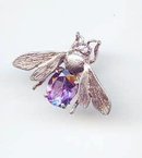 SALE Sterling and Amethyst Bee Pin signed MFA