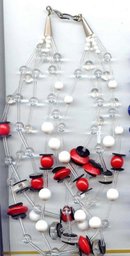 SALE .Exceptional Lucite Necklace red,black,