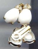 SALE White Milk glass Earring
