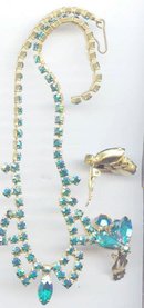 SALE Blue Green Aurora Borealis Necklace and