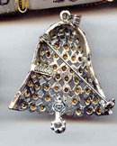 SALE Bells Bells. Amber Rhinestone Bell Pin +Pendant