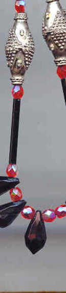 SALE Long Glass Necklace Black and red
