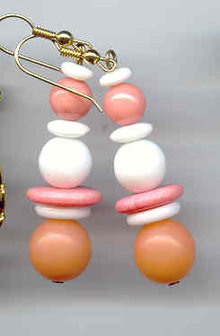 Lucite Fun Earrings Long White and Pinky