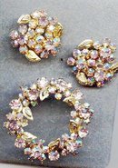 SALE Lovely Pink Rhinestone Circle Pin and