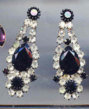 SALE Long and lush Black and White Rhinestone