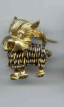 SALE Yorkie Dog Pin with Rhinestone eyes Cute