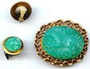 SALE Molded Glass Pin and earrings.
