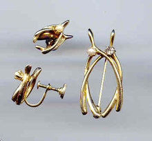 SALE Good Luck Wishbones.Pin and Earrings.