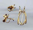 SALE Good Luck Wishbones.Pin and Earrings.