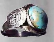 SALE Indian with snake with a art glass stone,sterling