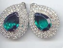 SALE Fabulous Emerald and Clear gigantic Rhinestone Earrings