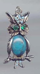 SALE Owl Pendant Green Eyes