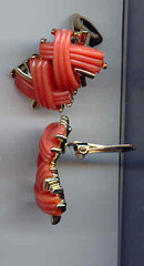 SALE Coral Color Earrings Signed