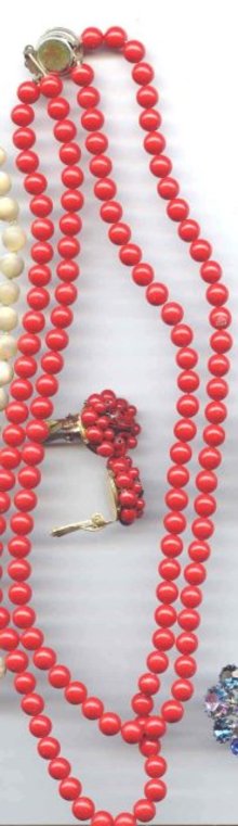 SALE Red Necklace and Matching Earrings