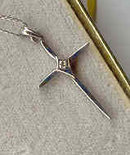 SALE 14 kt White Gold Cross with Diamond