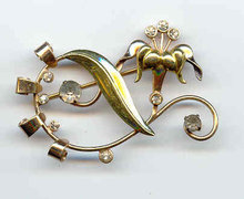 SALE Enzell Sterling Retro Rhinestone Pin