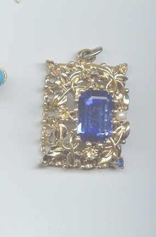 SALE Pendant with Blue Center stone Signed