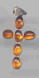 SALE Amber Cross. Splendid Sterling Silver