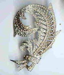 SALE Elegant Feather Rhinestone Pin Huge