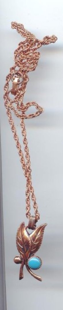 SALE Copper Color Necklace With Turquoise stone